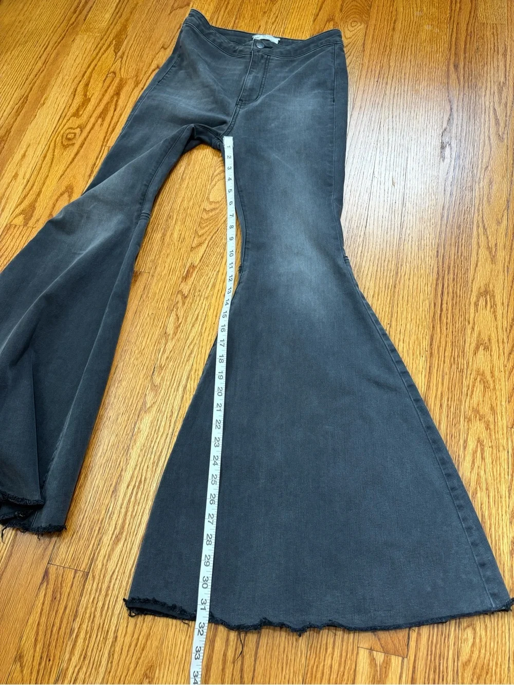 Free People The Float On Flare High Rise Washed Black Jeans Boho Preppy Cowgirl